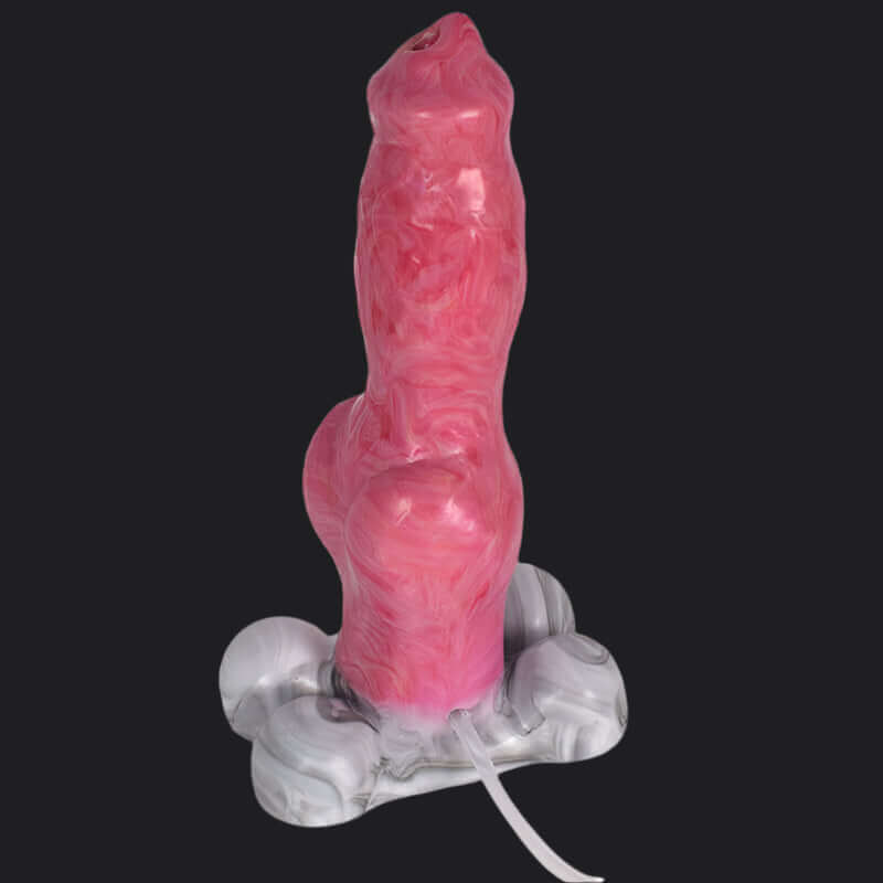 German Shepherd - Ejaculating Dildo in pink with textured shaft, part of Dragon Dildo Europe collection.