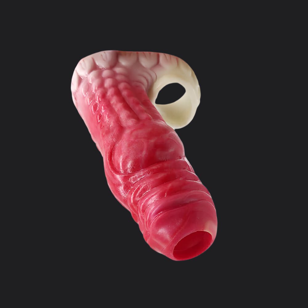 Dragon Dildo™ | Erek-Hus Dragon Cum Thru Penis Sleeve - Red Colour: Red