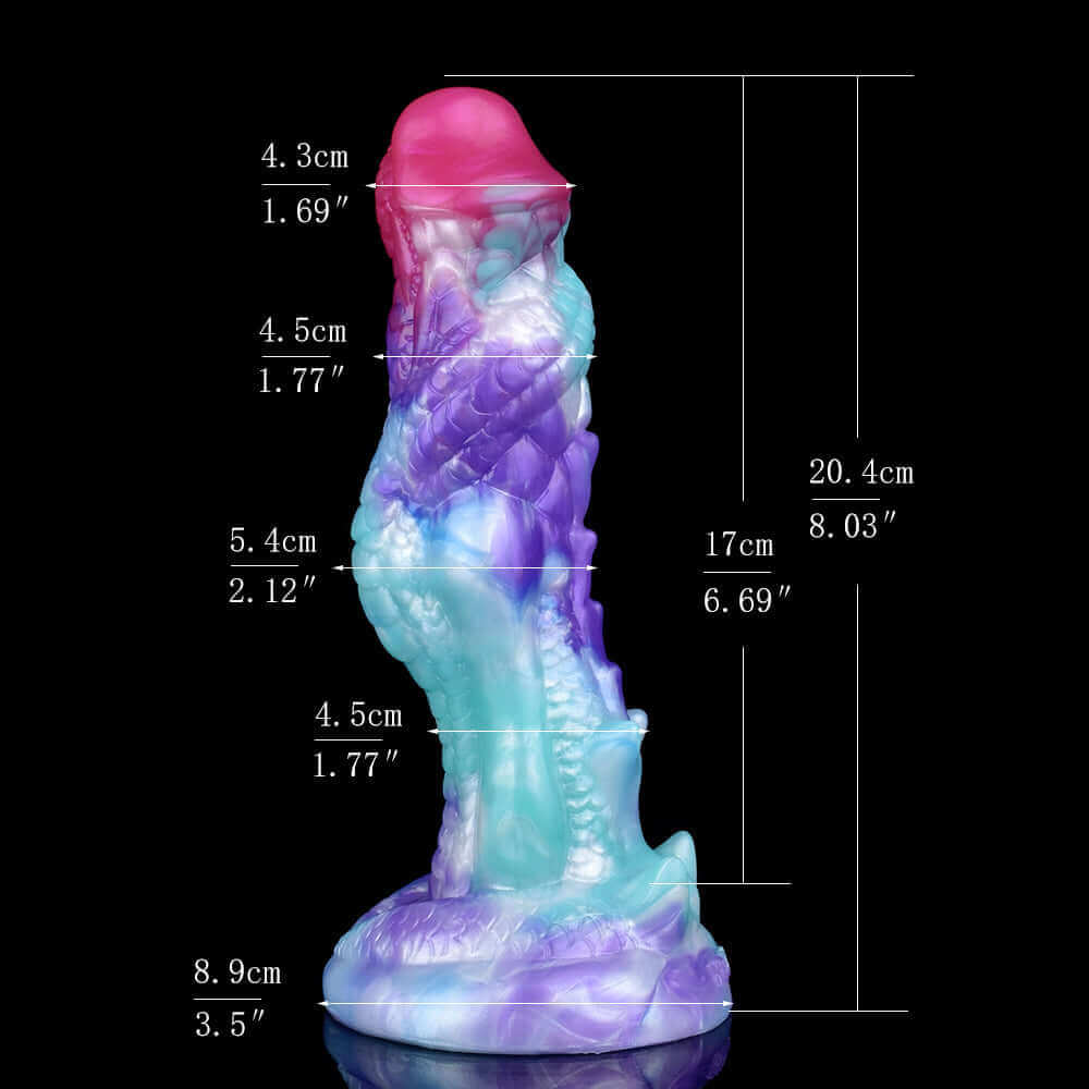 Maleficent monster dildo in the Draklune colourway -- platinum silicone -- Dragon Dildo®