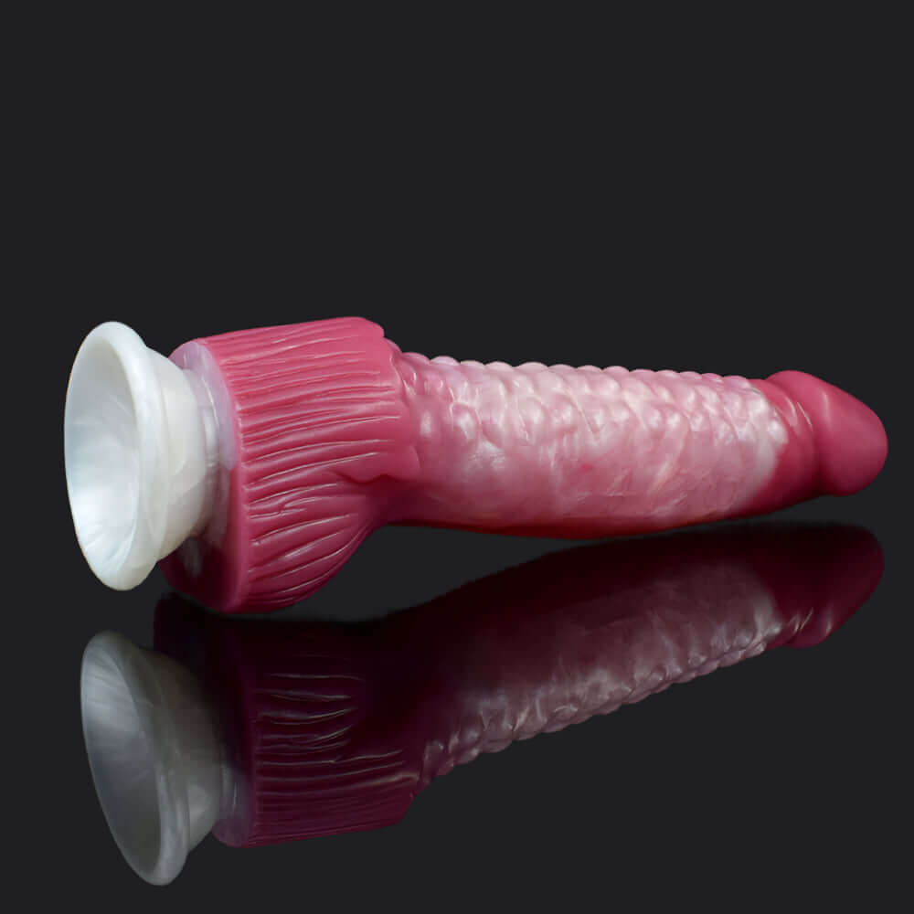 Puff dragon dildo in the Candy colourway, smooth shaft -- platinum silicone -- Dragon Dildo®