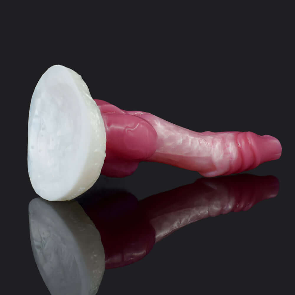 Firnen dragon dildo in the Candy colourway, ridge detail -- platinum silicone -- Dragon Dildo®