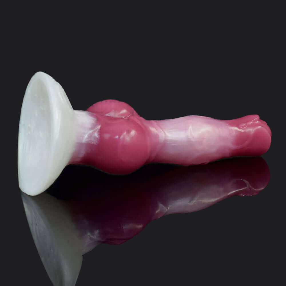 Apalala dragon dildo in the Candy colourway, knot detail -- platinum silicone -- Dragon Dildo®