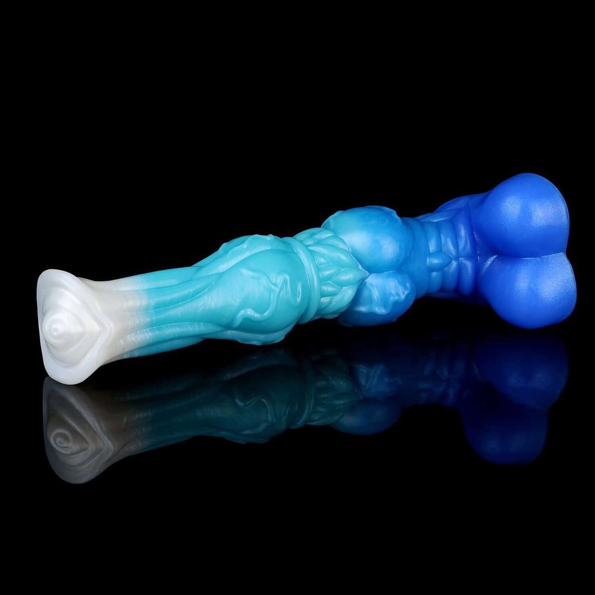 Kelpie horse dildo in the Tideborn colourway -- platinum silicone -- Dragon Dildo®