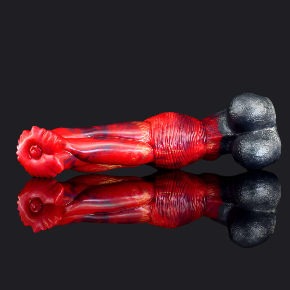 Mushu dragon dildo in the Fire colourway -- platinum silicone -- Dragon Dildo®