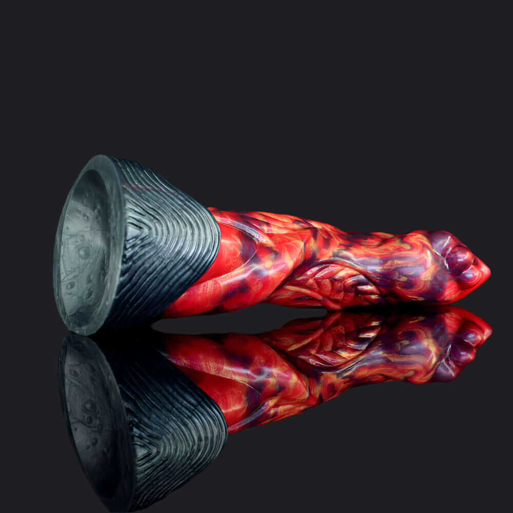Draco dragon dildo in the Fire colourway -- platinum silicone -- Dragon Dildo®