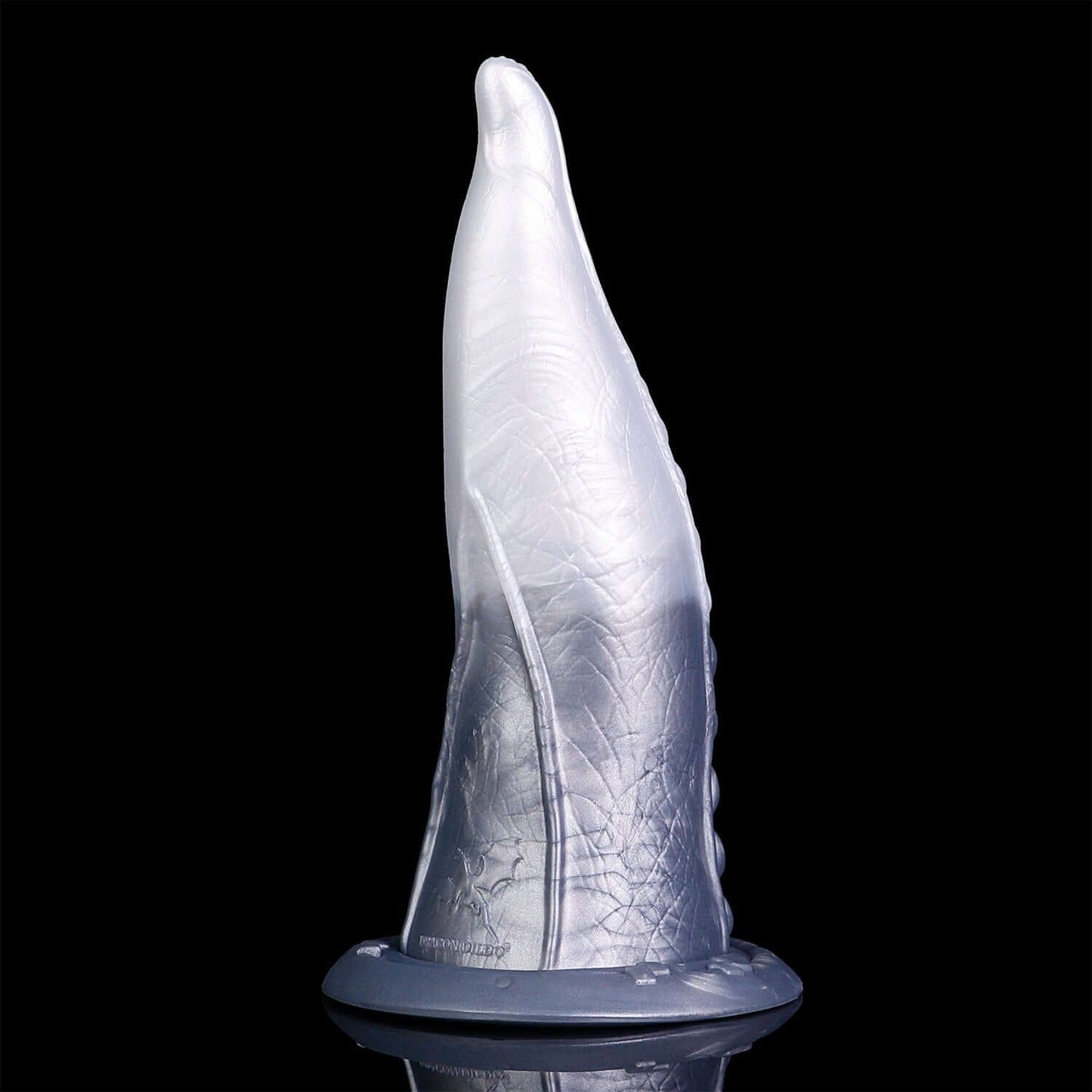 Hafgufa tentacle dildo in the Stormpeak colourway -- platinum silicone -- Dragon Dildo®