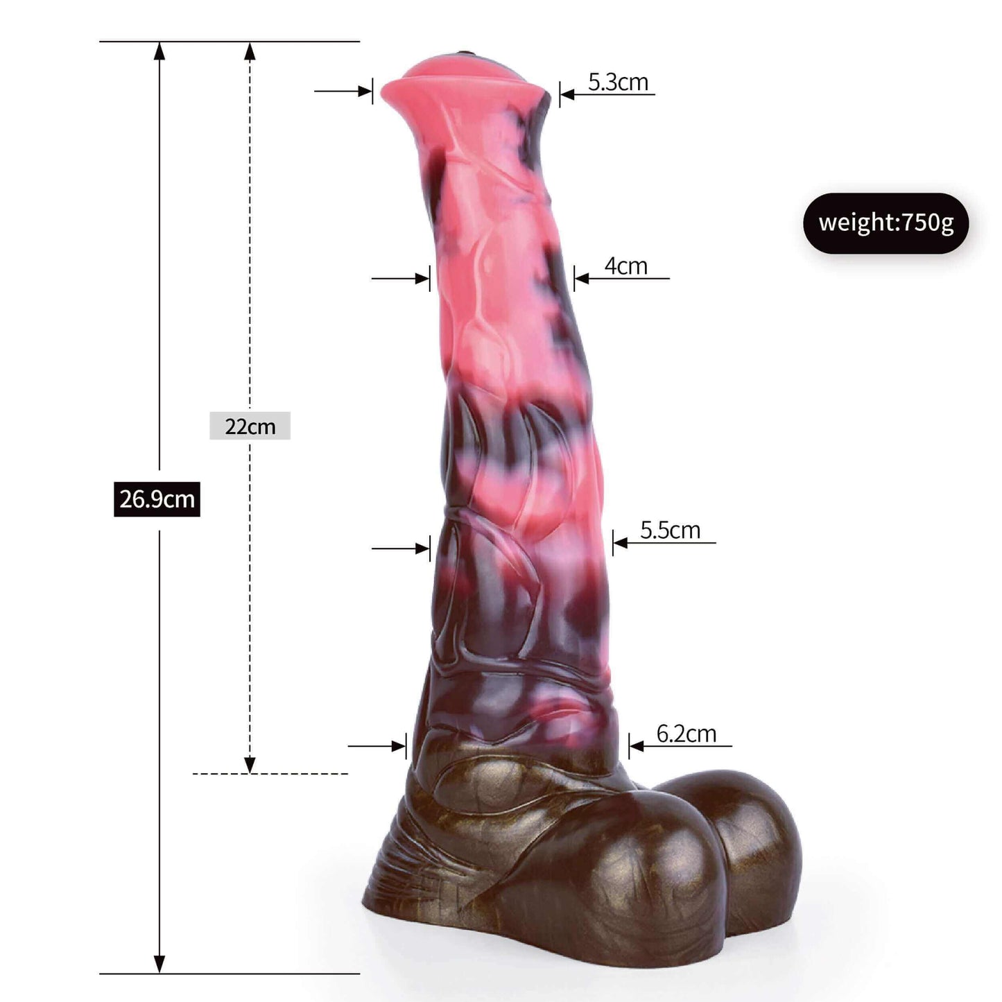 Horse Dildo - Sunday Silence with dimensions 26.9cm height and 6.2cm diameter for intense pleasure.