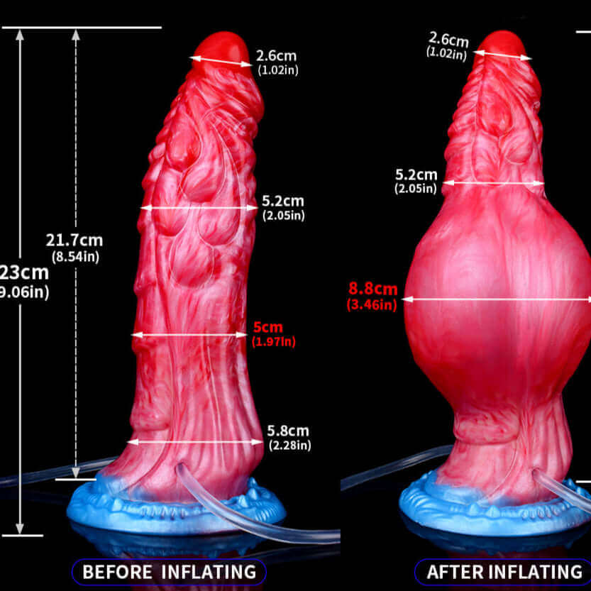 Dragon Dildo® | Black Dragon - Ejaculating Inflatable Dildo Colour: Red