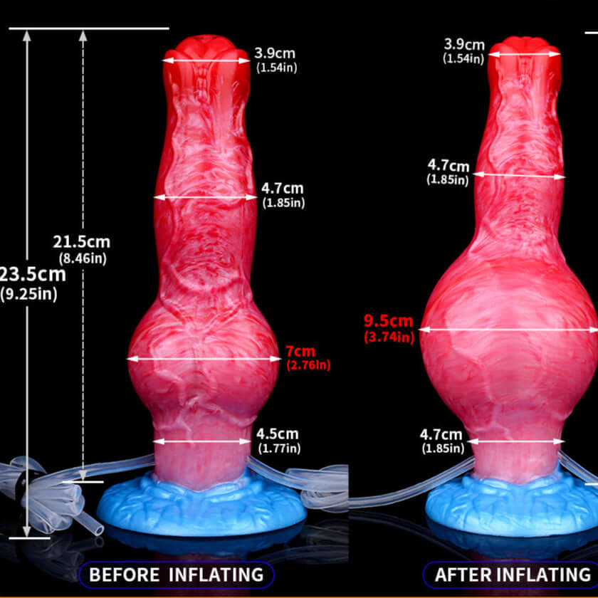 Dragon Dildo® | Cerberus - Ejaculating Inflatable Dildo XL Colour: Red