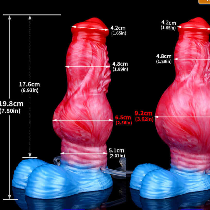 Zuul ejaculating inflatable dildo in the Frostbite colourway -- platinum silicone -- Dragon Dildo®