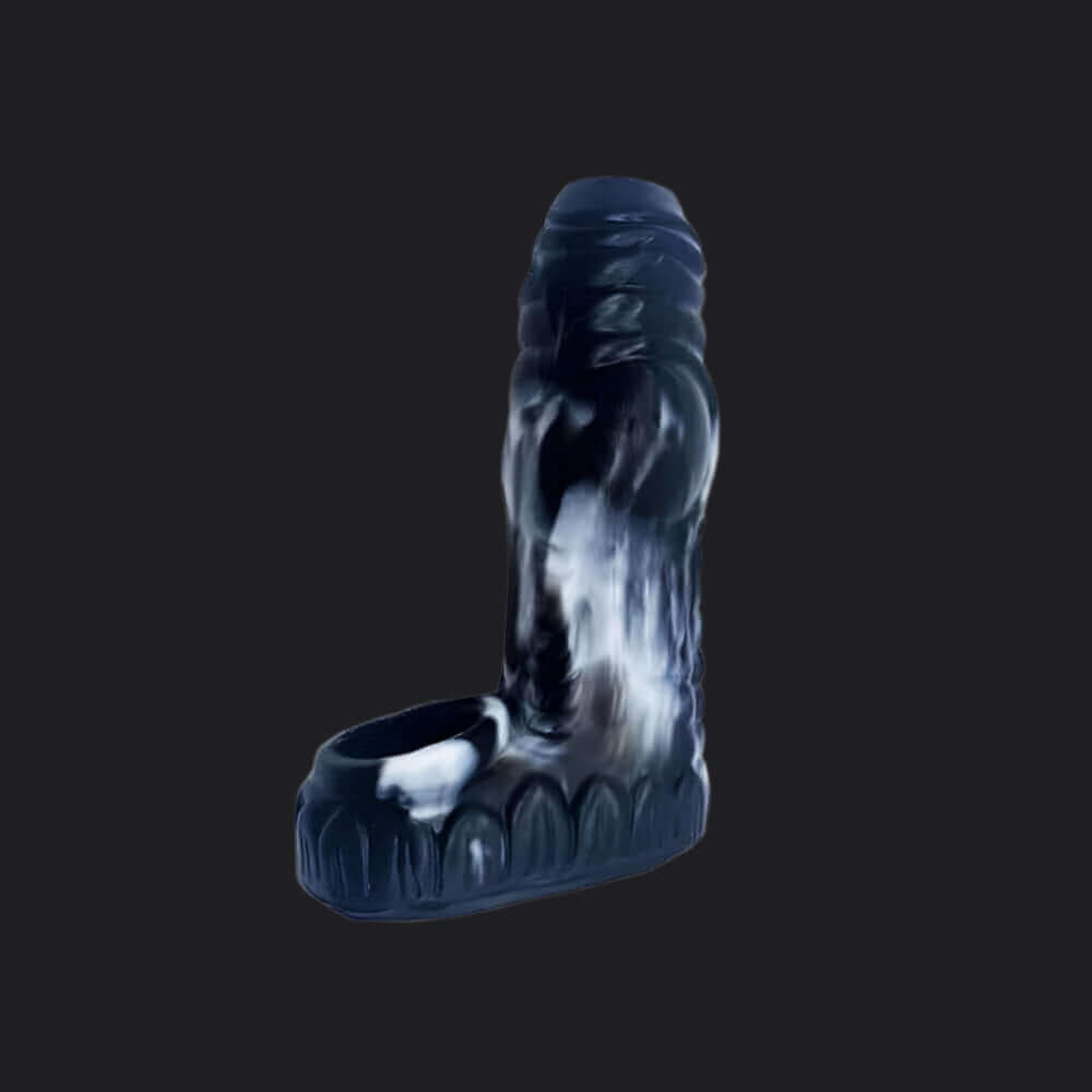 Erek-Hus Dragon Cum Thru Penis Sleeve - Black - dragon-themed sleeve designed for intense pleasure and stimulation.
