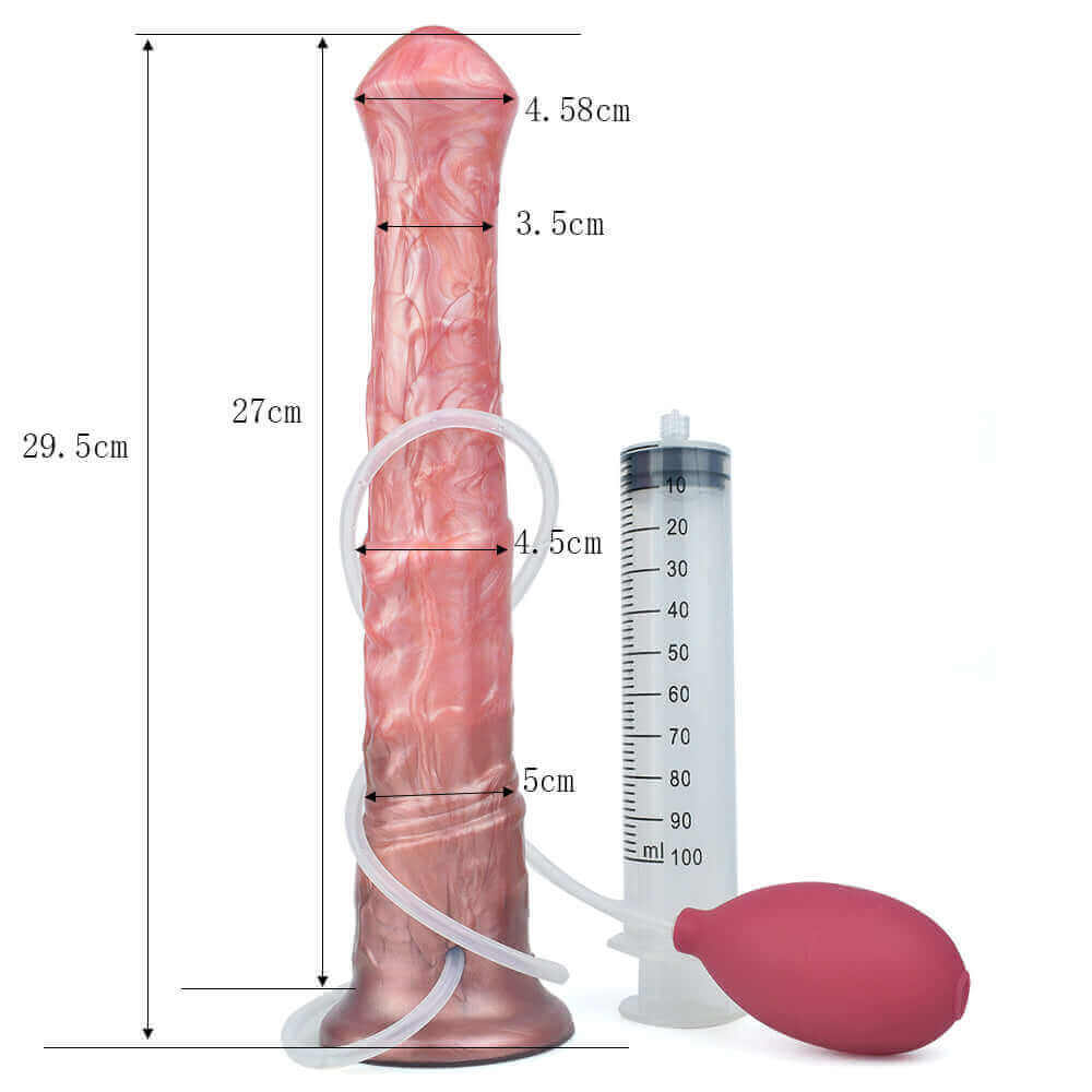 Horse Dildo - Bucephalus Ejaculating with suction base and measuring dimensions for thrilling sensations.