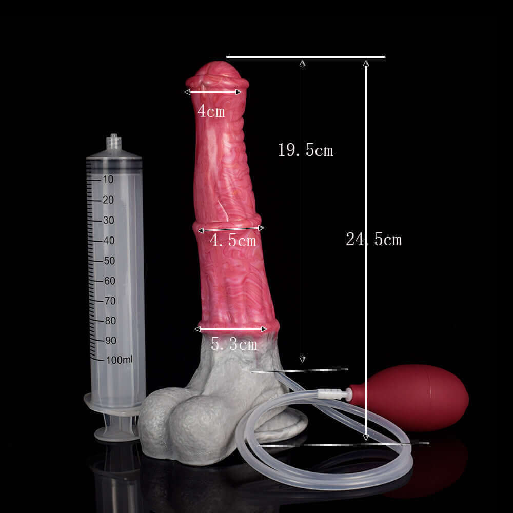 Shire Horse - Ejaculating Dildo with measurements and pump, 25cm long for thrilling adventures, Dragon Dildo Europe.