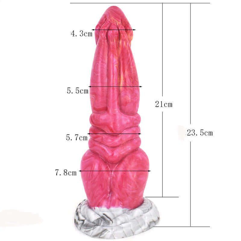 Red Dragon Dildo - 23.5cm tall and 8cm diameter, featuring sleek design and details, perfect for adventurous use.