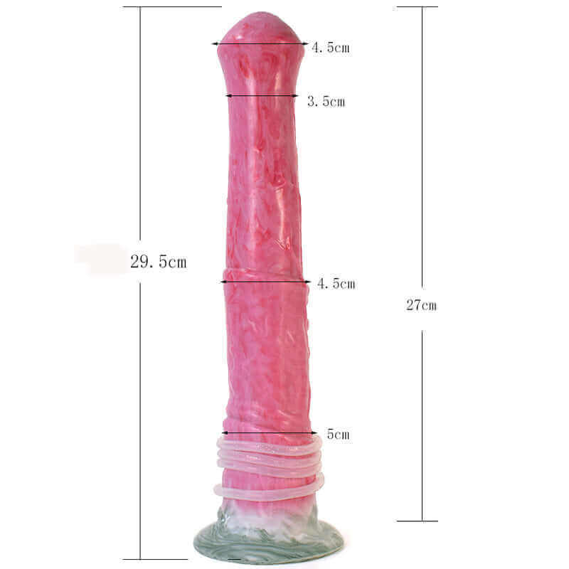 Sampson - Ejaculating Horse Dildo measuring 29.5 cm with detailed size features for thrilling sensations.