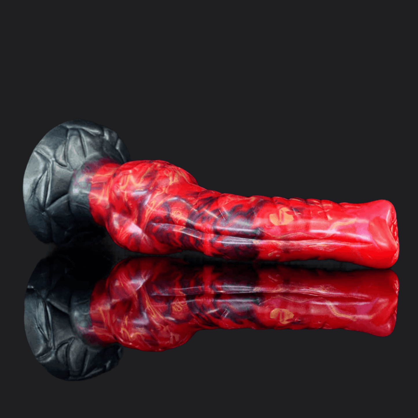 Saphira dragon dildo in the Fire colourway, texture detail -- platinum silicone -- Dragon Dildo®