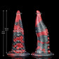 Akkorokamui tentacle dildo in the Crimson Chaos colourway -- platinum silicone -- Dragon Dildo®