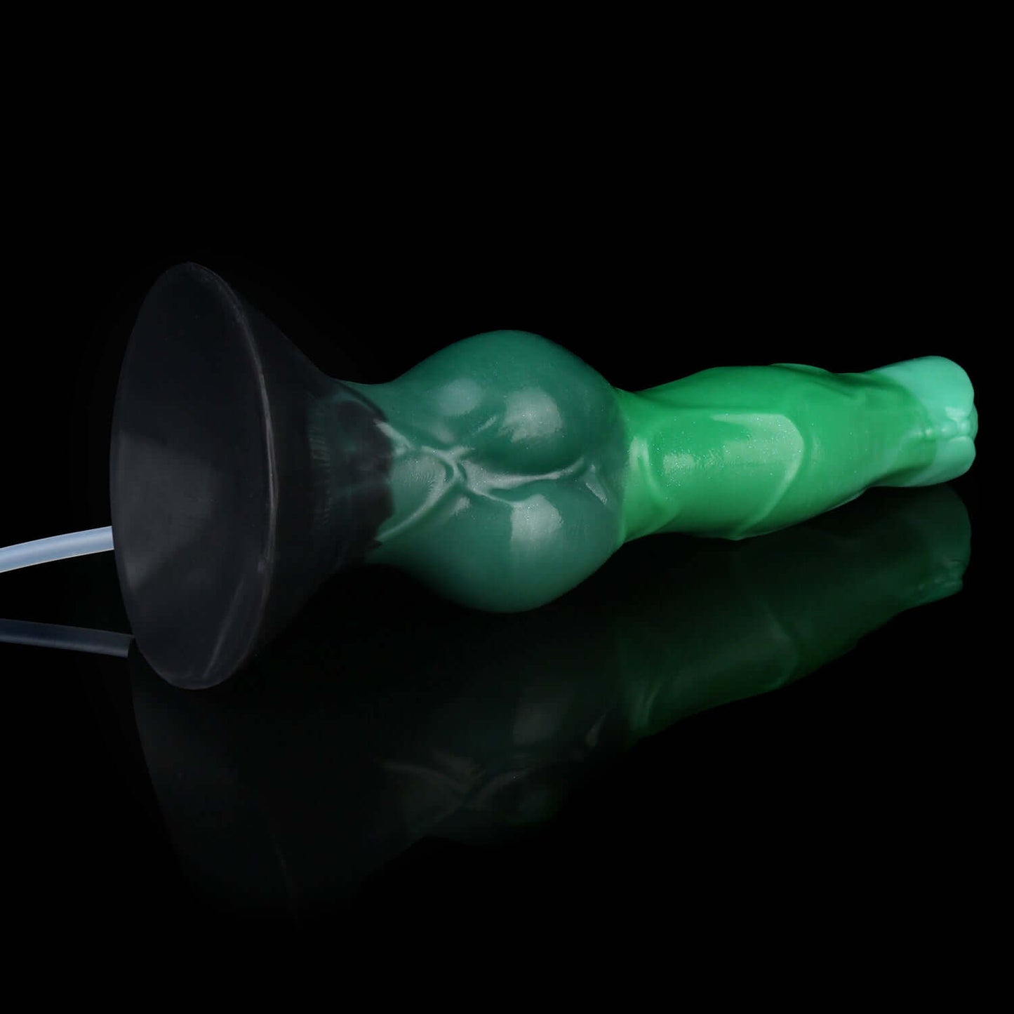 Cu ejaculating Sith monster dildo in the Verdantclaw colourway -- platinum silicone -- Dragon Dildo®