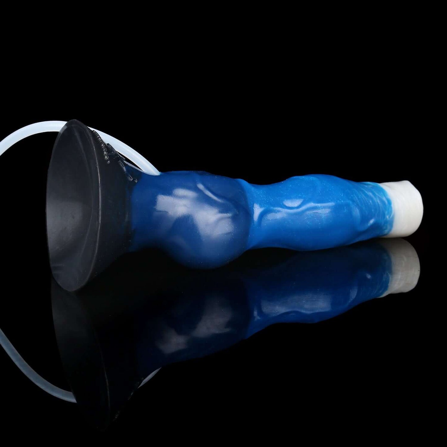 Gytrash ejaculating monster dildo in the Voidstrike colourway -- platinum silicone -- Dragon Dildo®