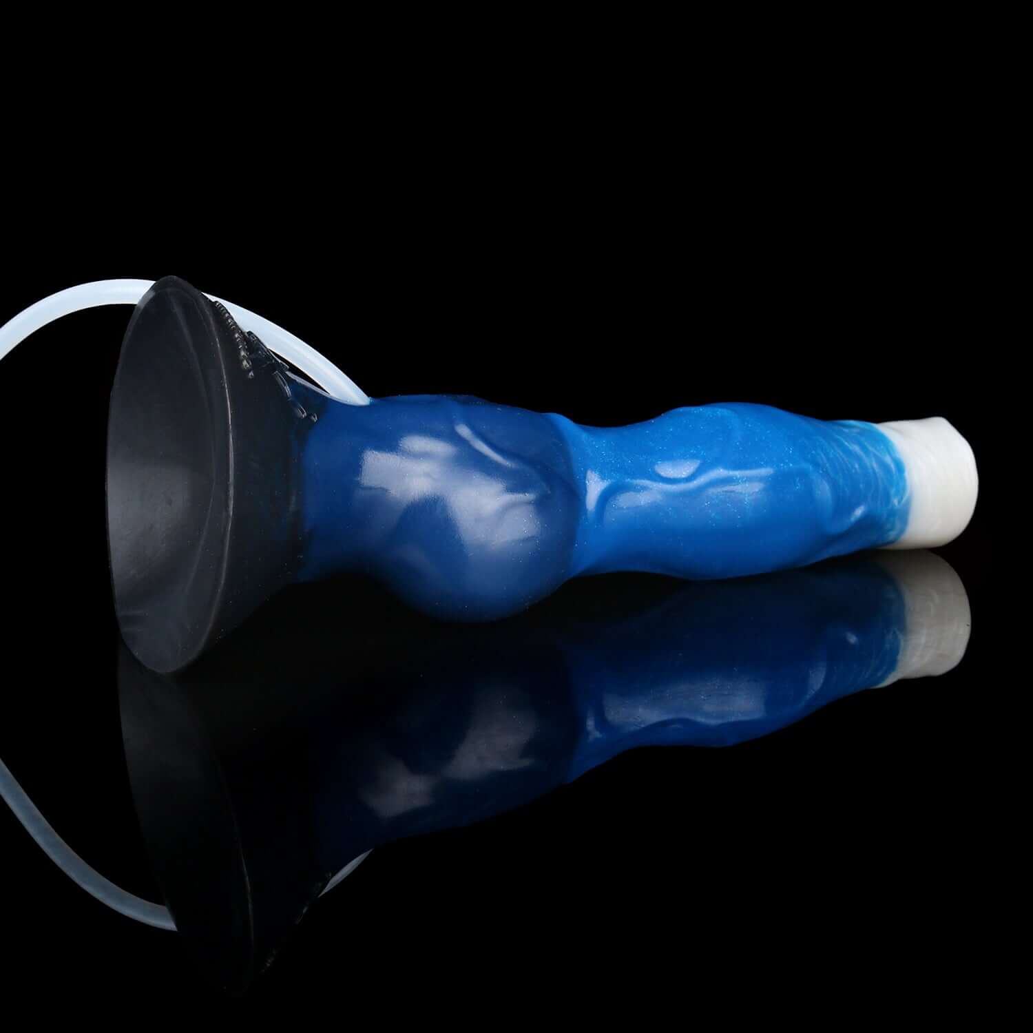 Gytrash ejaculating monster dildo in the Voidstrike colourway -- platinum silicone -- Dragon Dildo®