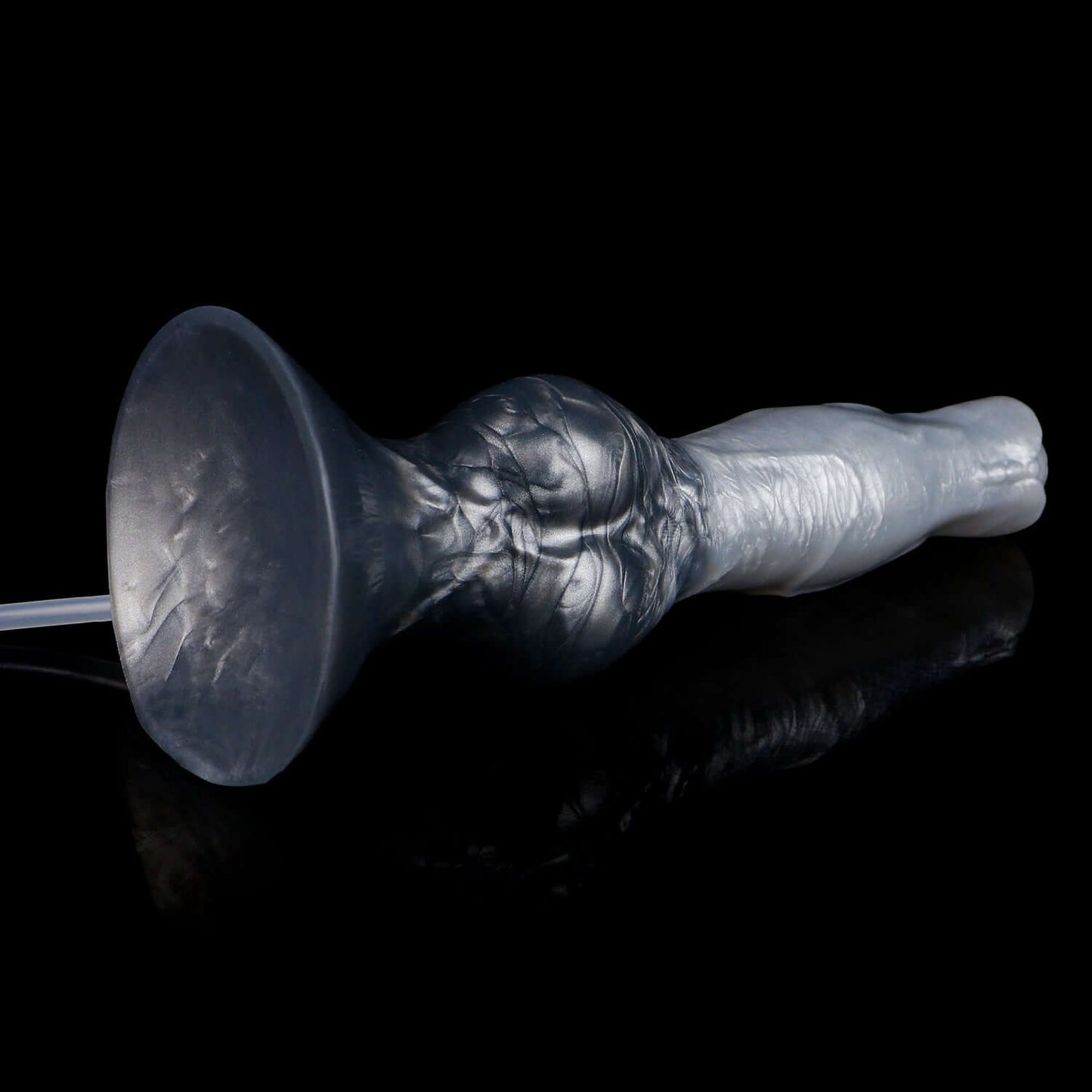 Managarmr ejaculating monster dildo in the Stormpeak colourway -- platinum silicone -- Dragon Dildo®