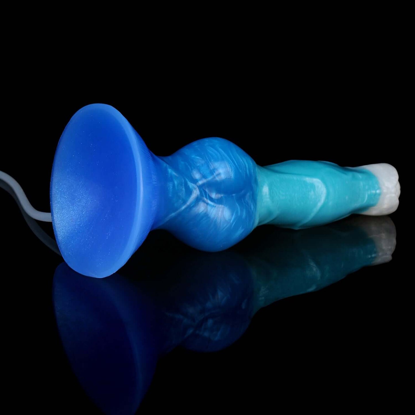 Cwn ejaculating Annwn monster dildo in the Tideborn colourway -- platinum silicone -- Dragon Dildo®