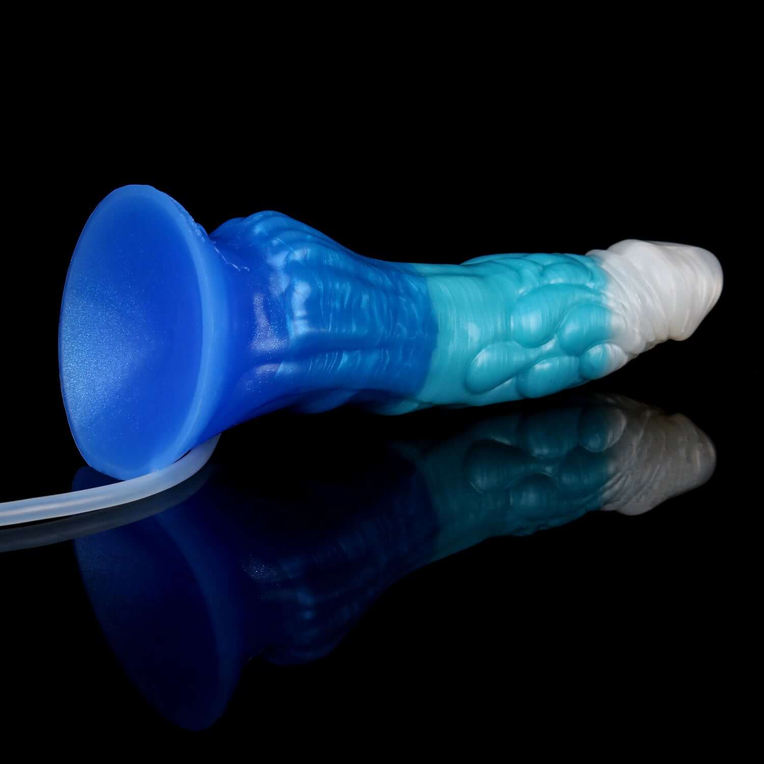 Jormungandr ejaculating dragon dildo in the Tideborn colourway -- platinum silicone -- Dragon Dildo®