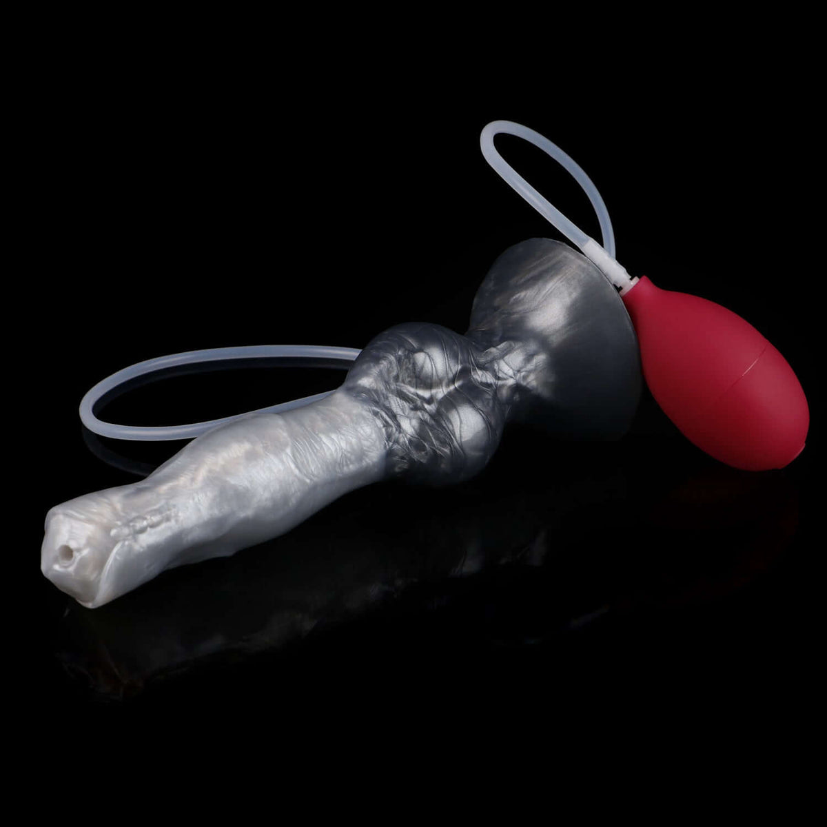 Managarmr ejaculating monster dildo in the Stormpeak colourway -- platinum silicone -- Dragon Dildo®