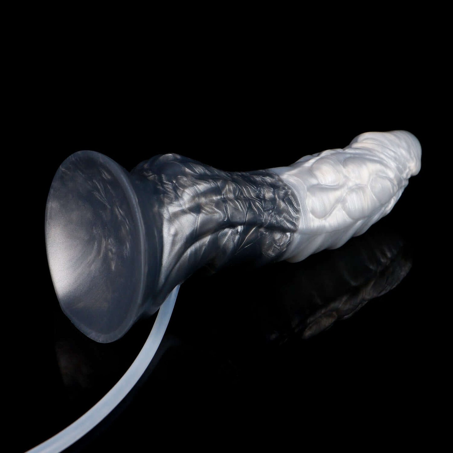 Tugarin ejaculating dragon dildo in the Stormpeak colourway -- platinum silicone -- Dragon Dildo®