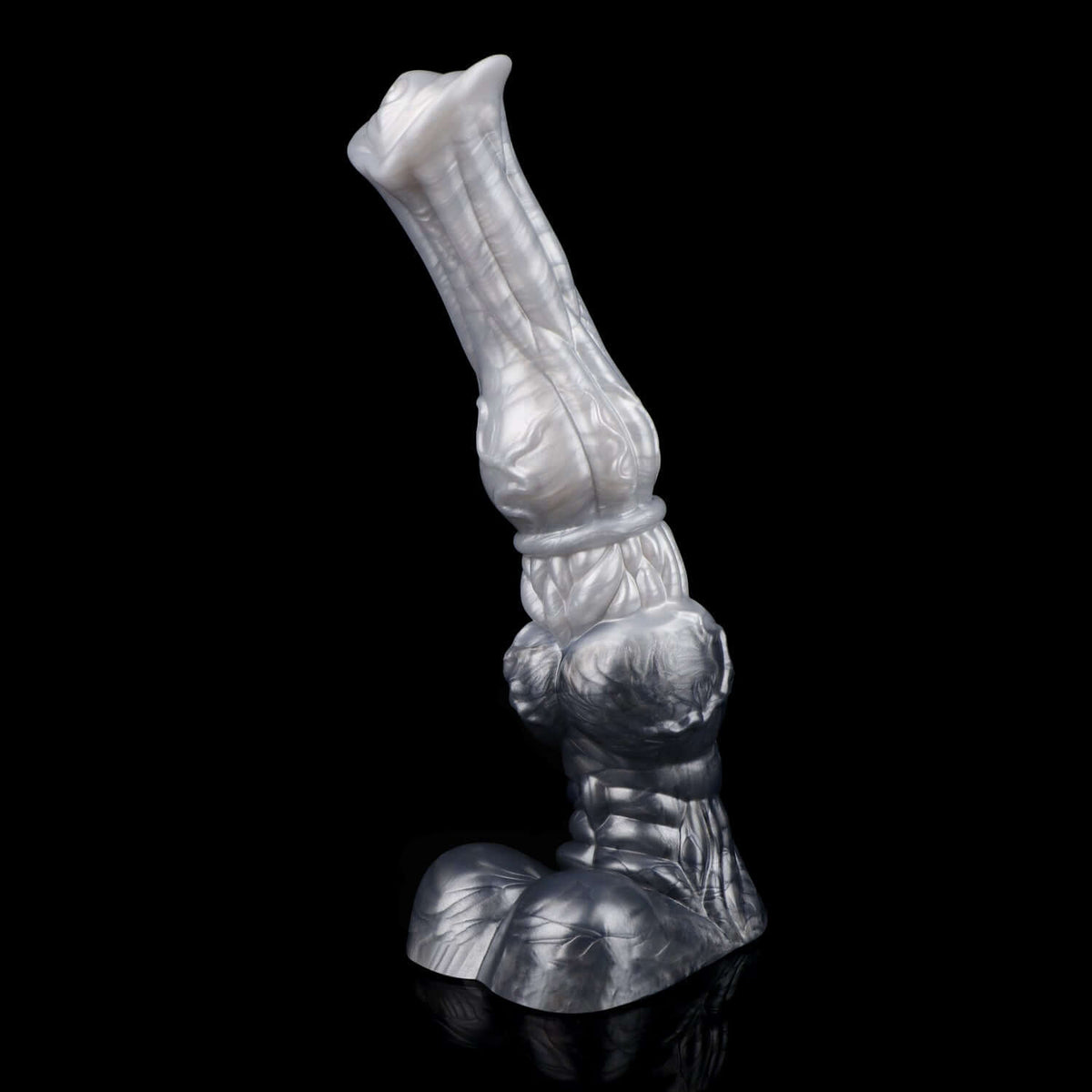 Hrimfaxi horse dildo in the Stormpeak colourway -- platinum silicone -- Dragon Dildo®