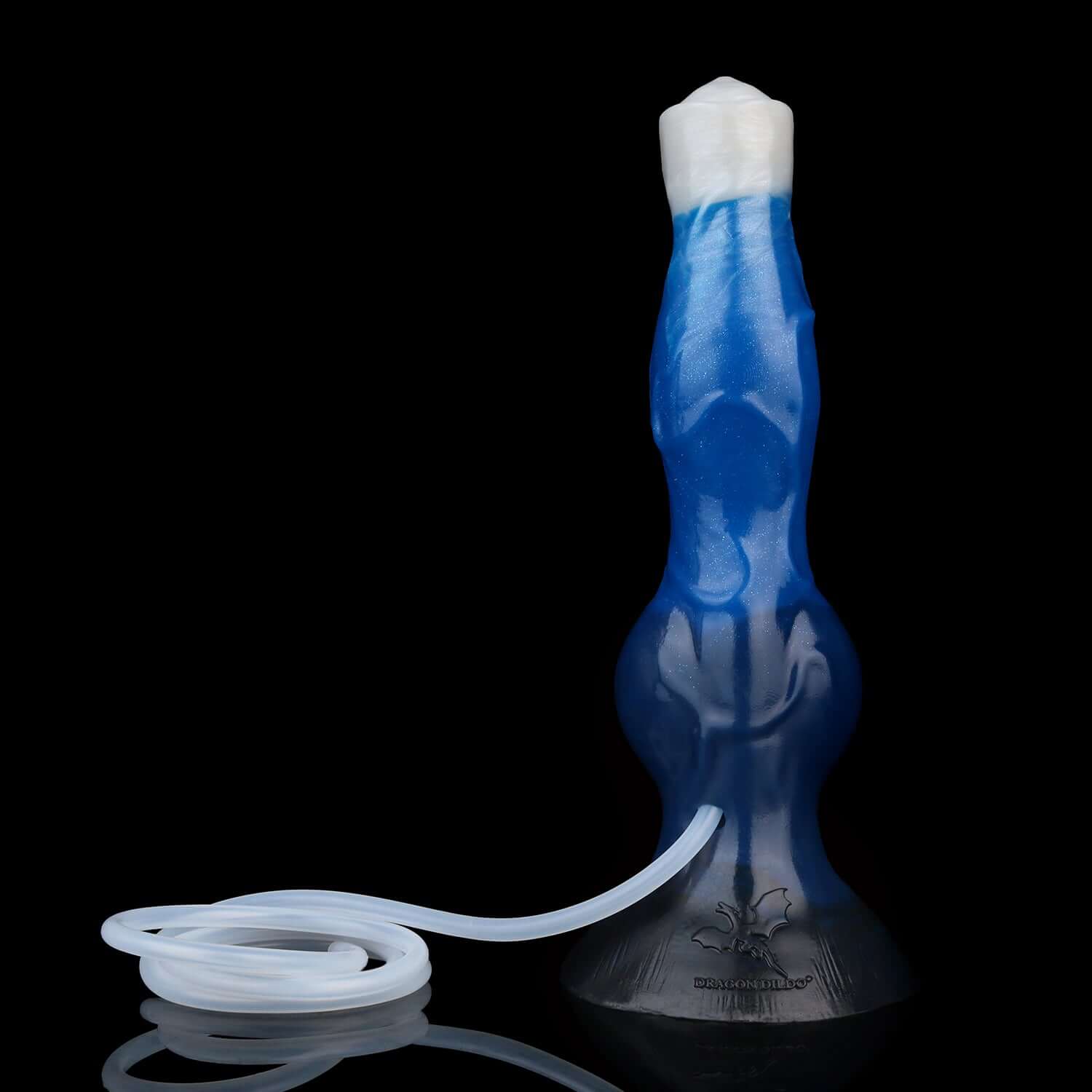 Gytrash ejaculating monster dildo in the Voidstrike colourway -- platinum silicone -- Dragon Dildo®