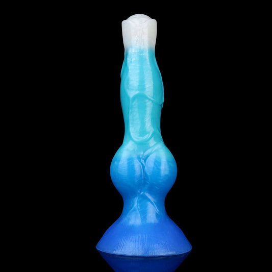 Cwn Annwn monster dildo in the Tideborn colourway -- platinum silicone -- Dragon Dildo®