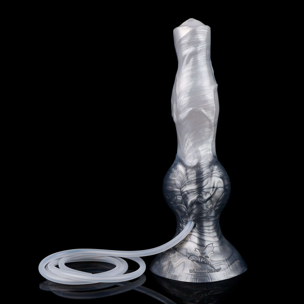 Managarmr ejaculating monster dildo in the Stormpeak colourway -- platinum silicone -- Dragon Dildo®