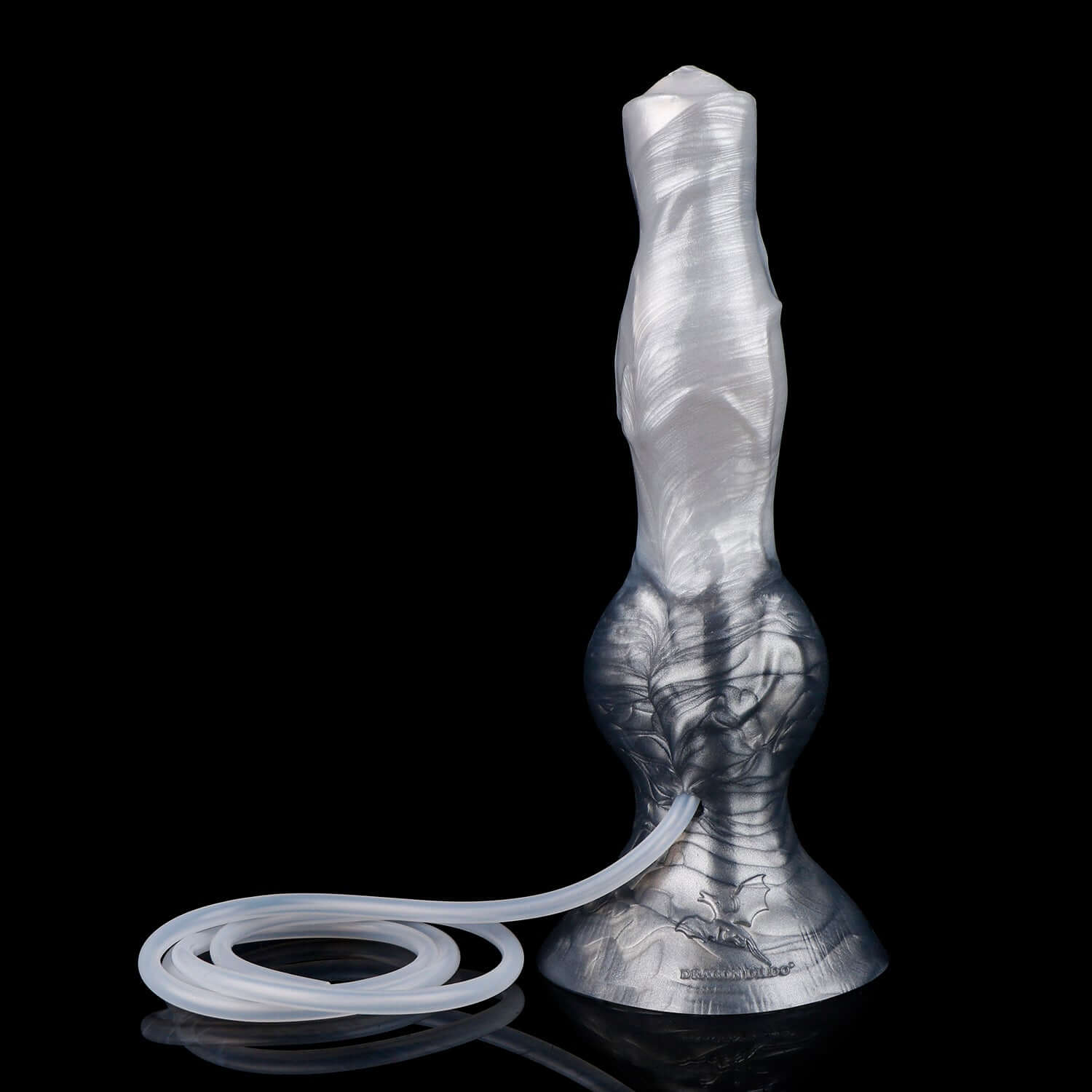 Managarmr ejaculating monster dildo in the Stormpeak colourway -- platinum silicone -- Dragon Dildo®