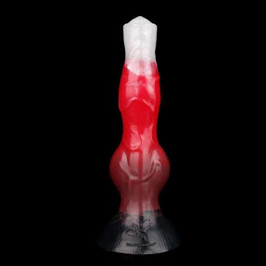 Surma monster dildo in the Bloodmoon colourway -- platinum silicone -- Dragon Dildo®