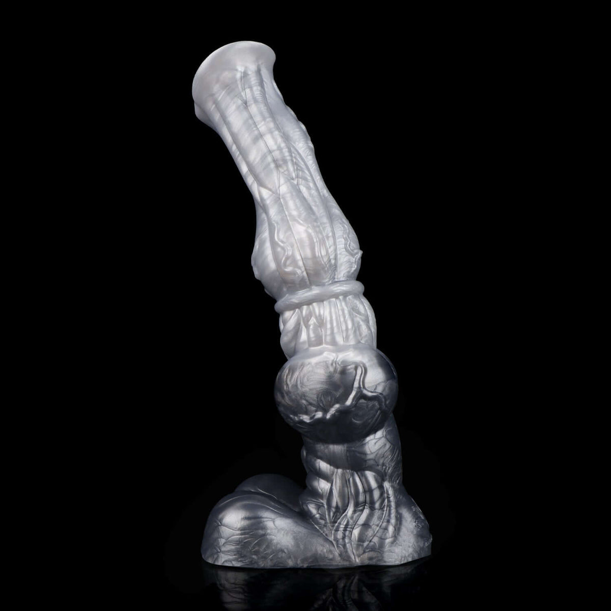 Hrimfaxi horse dildo in the Stormpeak colourway -- platinum silicone -- Dragon Dildo®
