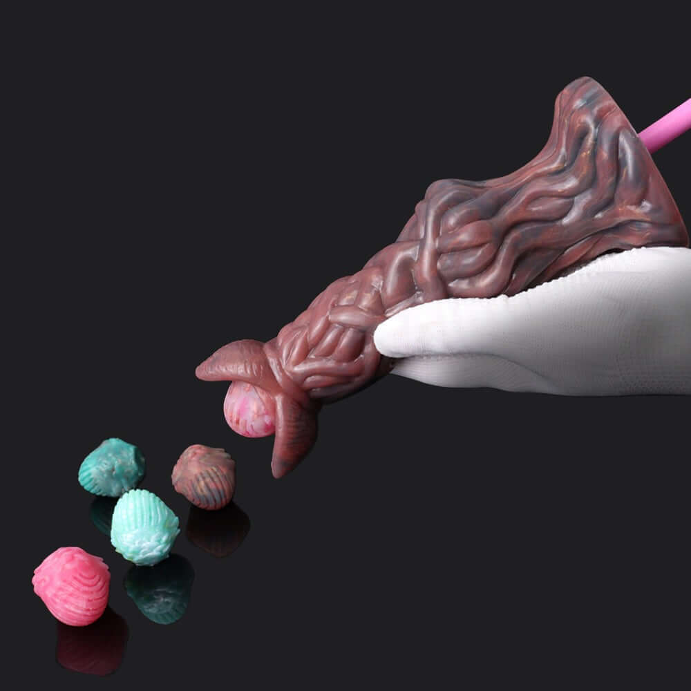 Pandora Ovipositor Alien Dildo with alien eggs, unique dragon dildo for sci-fi fantasy adventures.