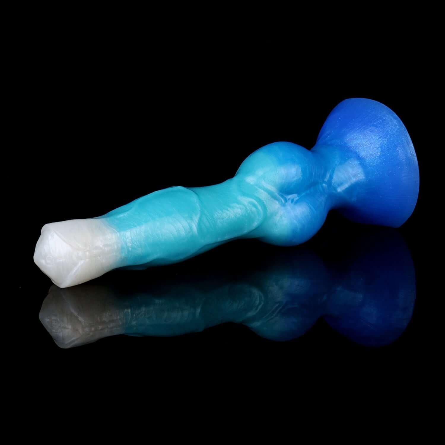Cwn Annwn monster dildo in the Tideborn colourway -- platinum silicone -- Dragon Dildo®
