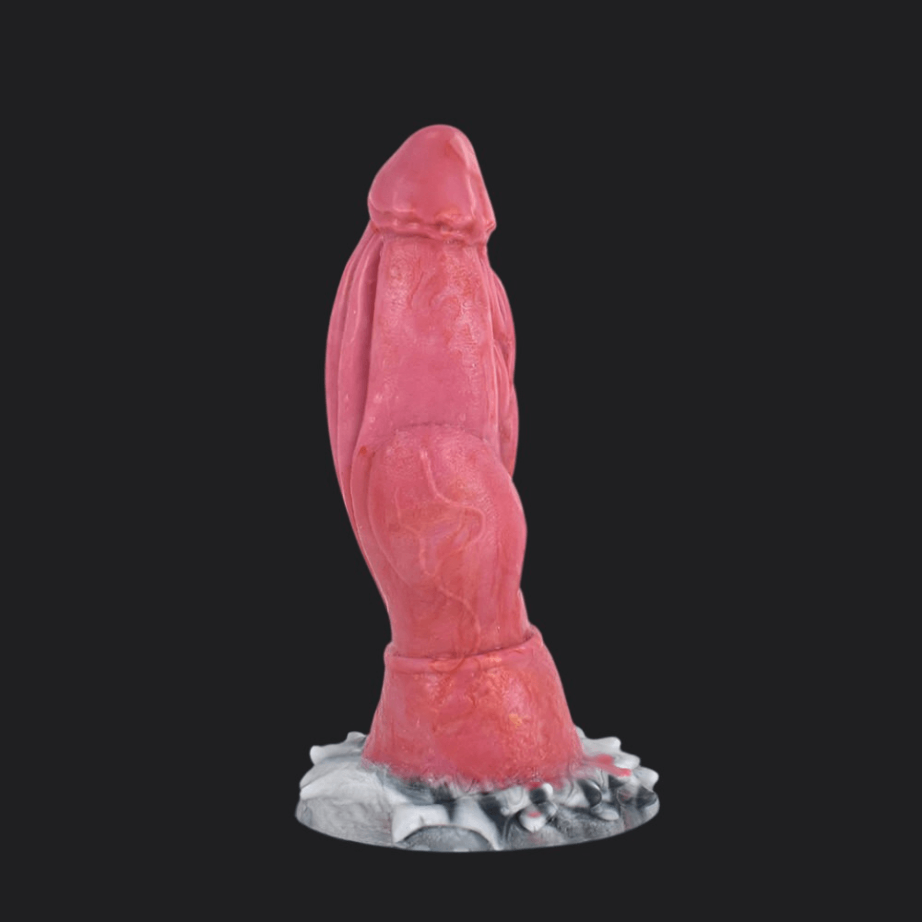 T-Rex Dildo in vibrant pink, crafted from premium silicone, showcasing its detailed design and sturdy base.