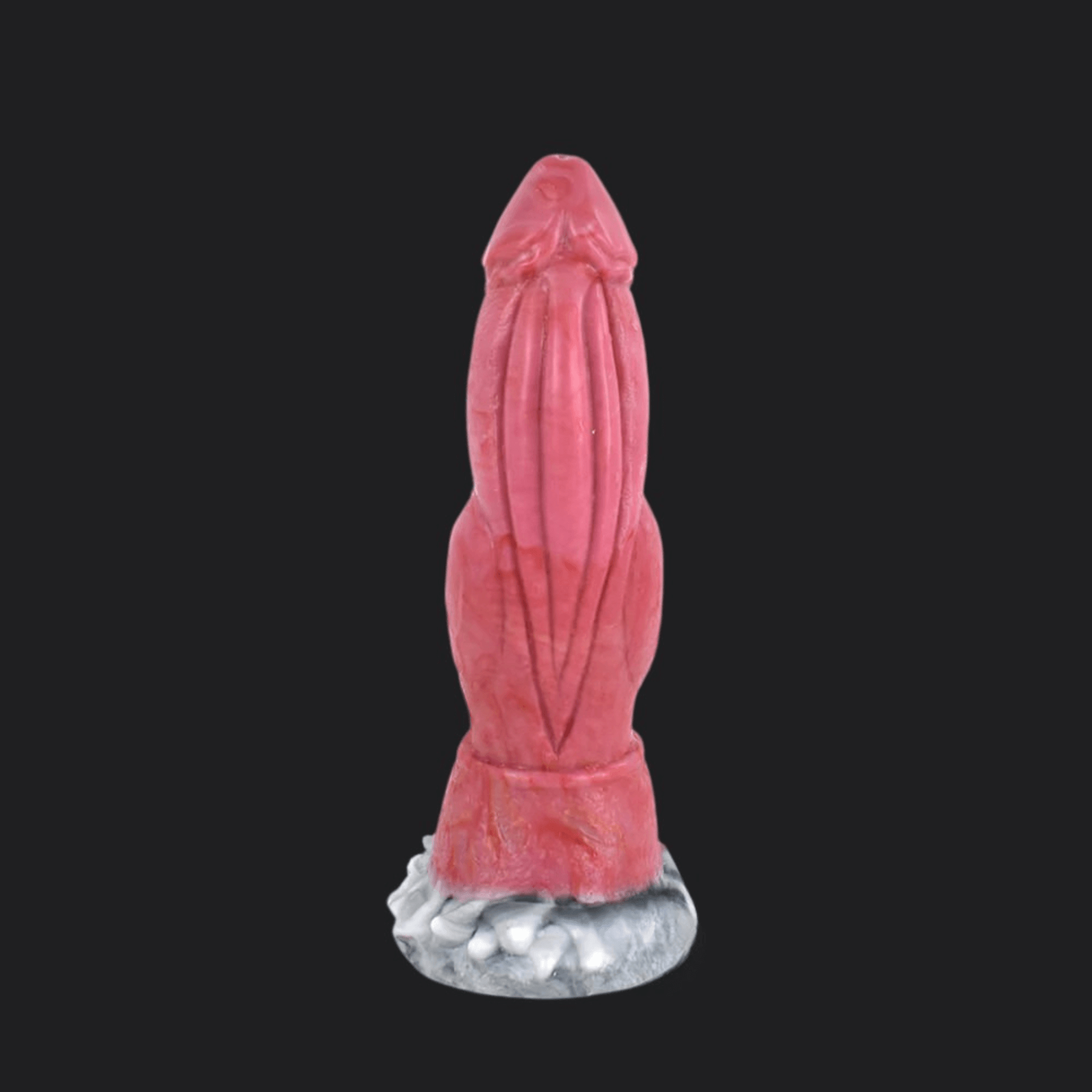 T-Rex Dildo in vibrant red silicone, designed for intense pleasure and crafted from premium materials.