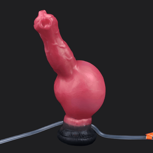 Sköll ejaculating inflatable wolf dildo in the Shadowflame colourway -- platinum silicone -- Dragon Dildo®