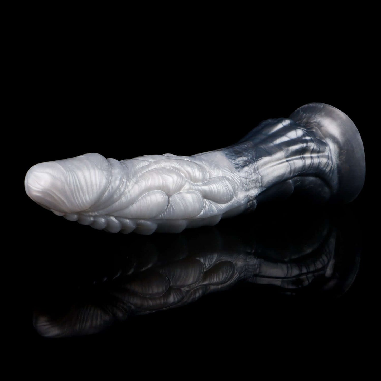 Tugarin dragon dildo in the Stormpeak colourway -- platinum silicone -- Dragon Dildo®