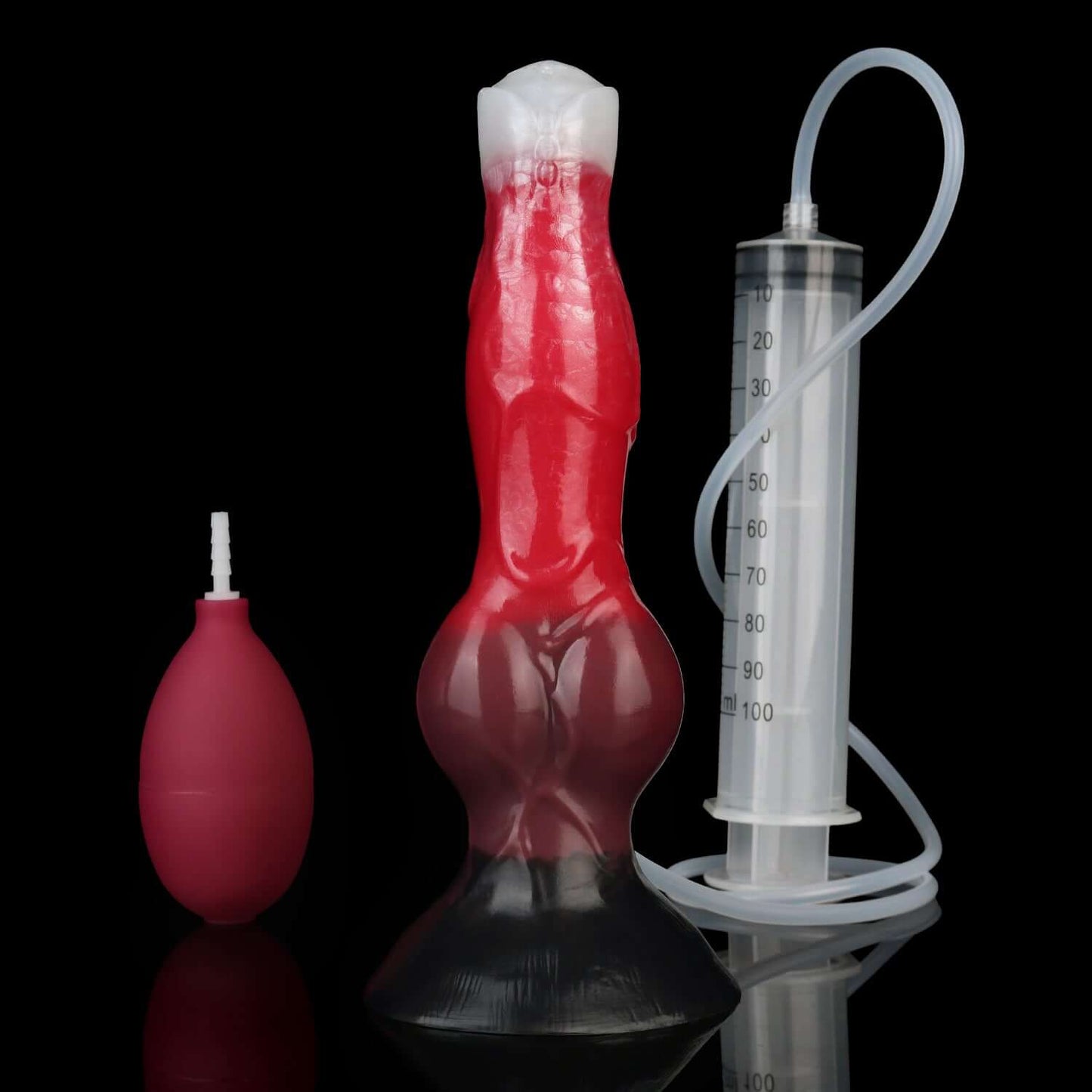 Surma ejaculating monster dildo in the Bloodmoon colourway -- platinum silicone -- Dragon Dildo®