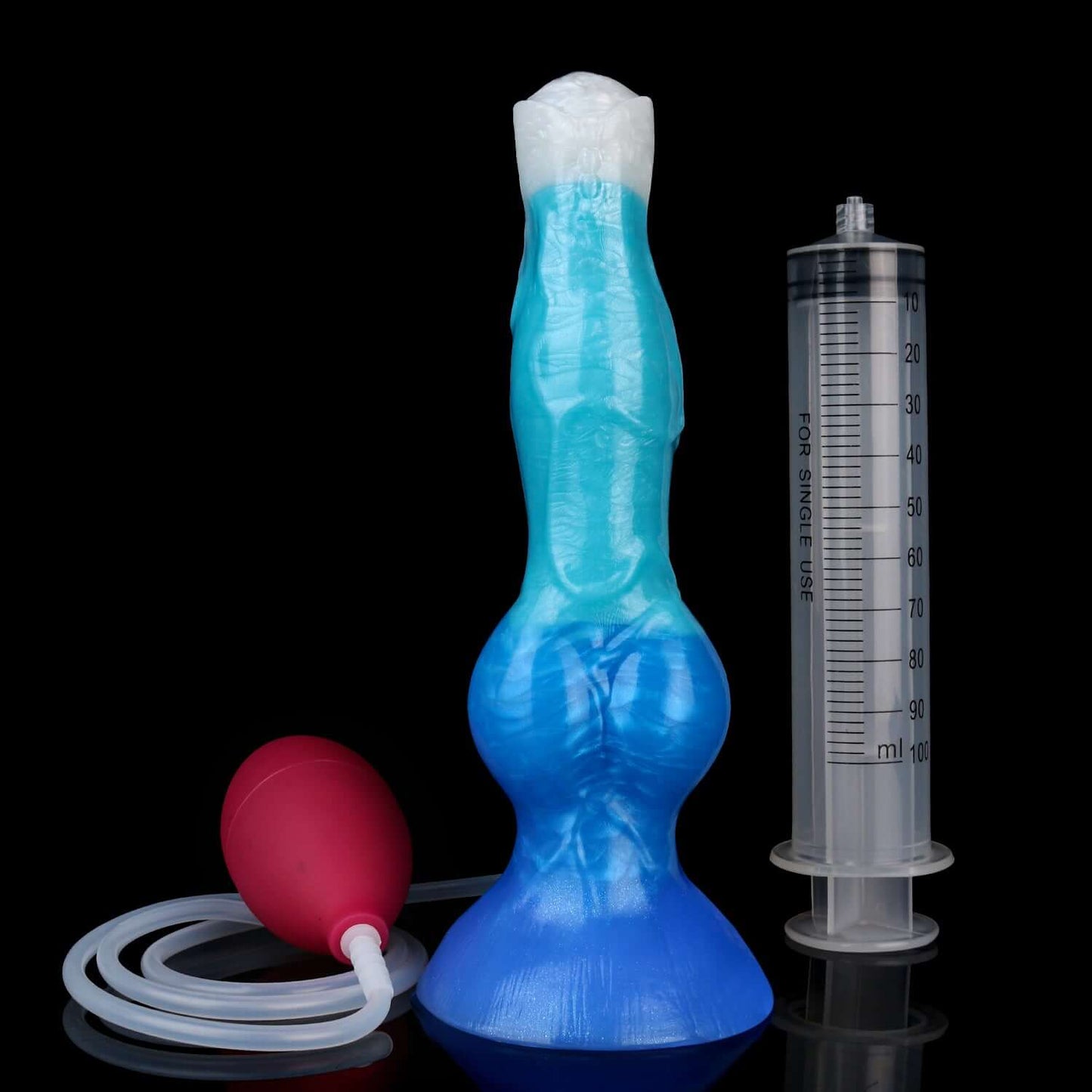 Cwn ejaculating Annwn monster dildo in the Tideborn colourway -- platinum silicone -- Dragon Dildo®
