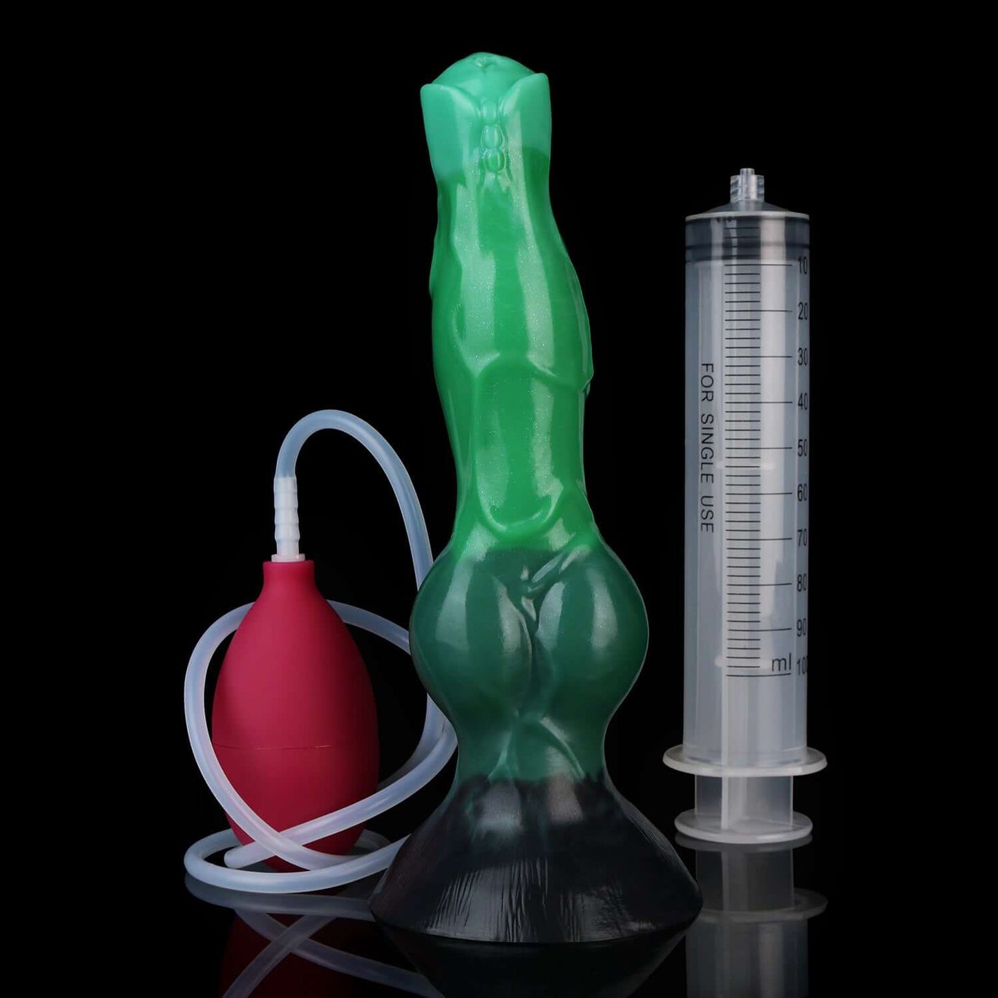Cu ejaculating Sith monster dildo in the Verdantclaw colourway -- platinum silicone -- Dragon Dildo®