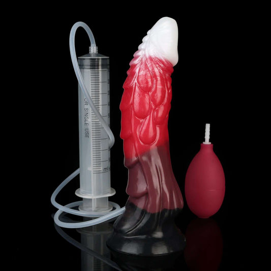 Smok ejaculating dragon dildo in the Bloodmoon colourway -- platinum silicone -- Dragon Dildo®