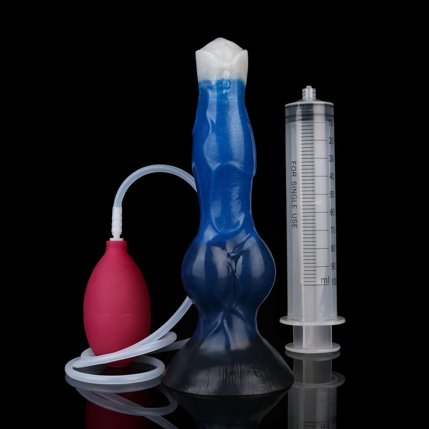 Gytrash ejaculating monster dildo in the Voidstrike colourway -- platinum silicone -- Dragon Dildo®