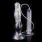 Managarmr ejaculating monster dildo in the Stormpeak colourway -- platinum silicone -- Dragon Dildo®