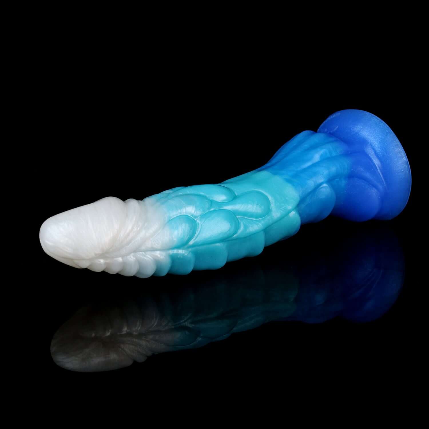 Jormungandr dragon dildo in the Tideborn colourway -- platinum silicone -- Dragon Dildo®