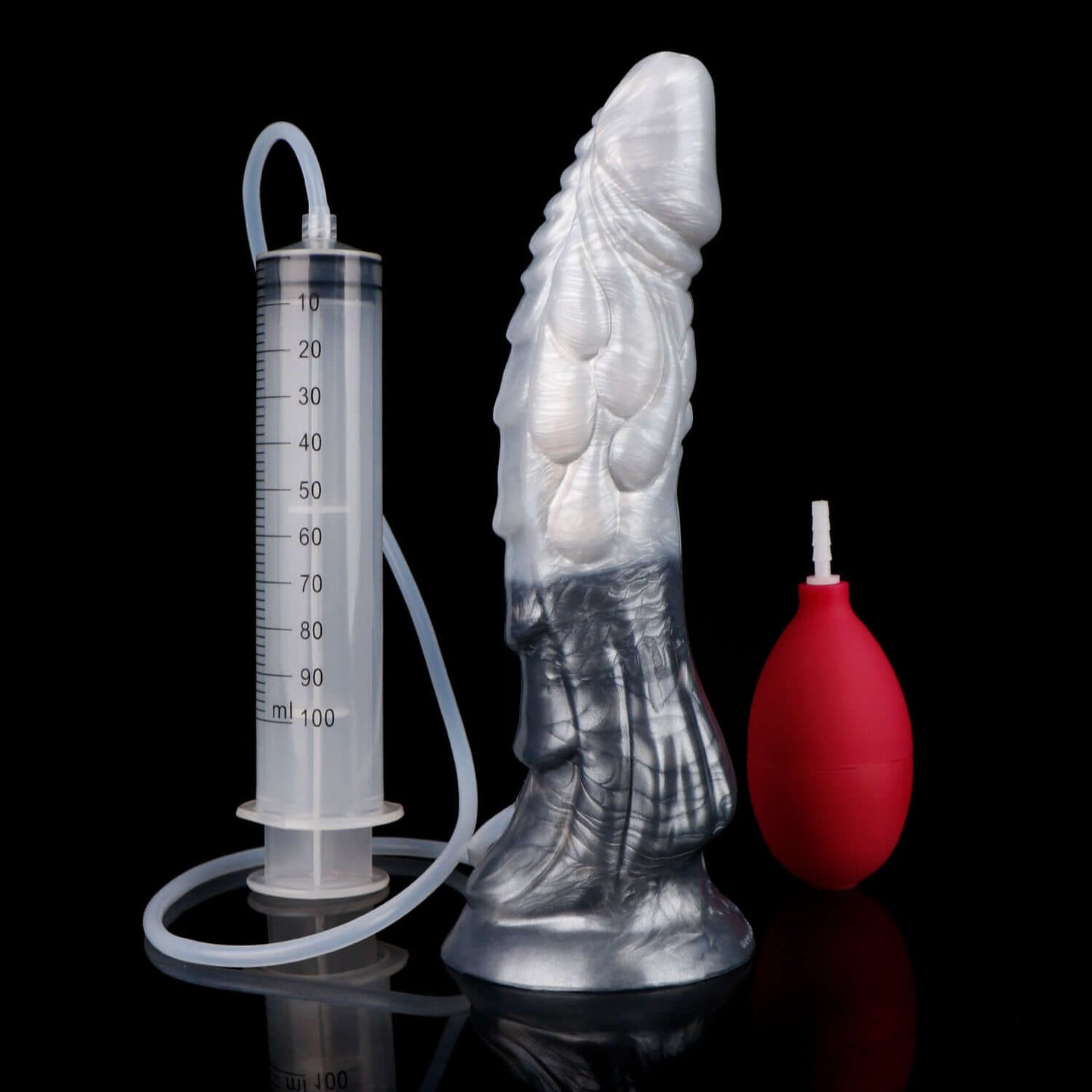 Tugarin ejaculating dragon dildo in the Stormpeak colourway -- platinum silicone -- Dragon Dildo®